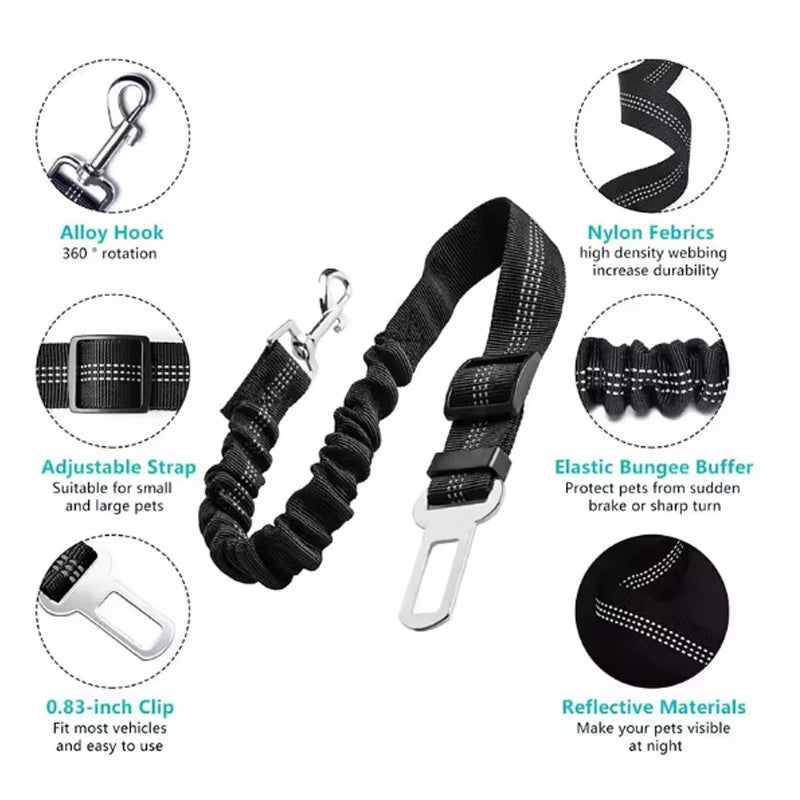 Dog Safety Leash Pet Car Seat Belt Dog Traction Seat Belt Buffer Elastic Safety Rope Traction Leash Dog Traction Leash
